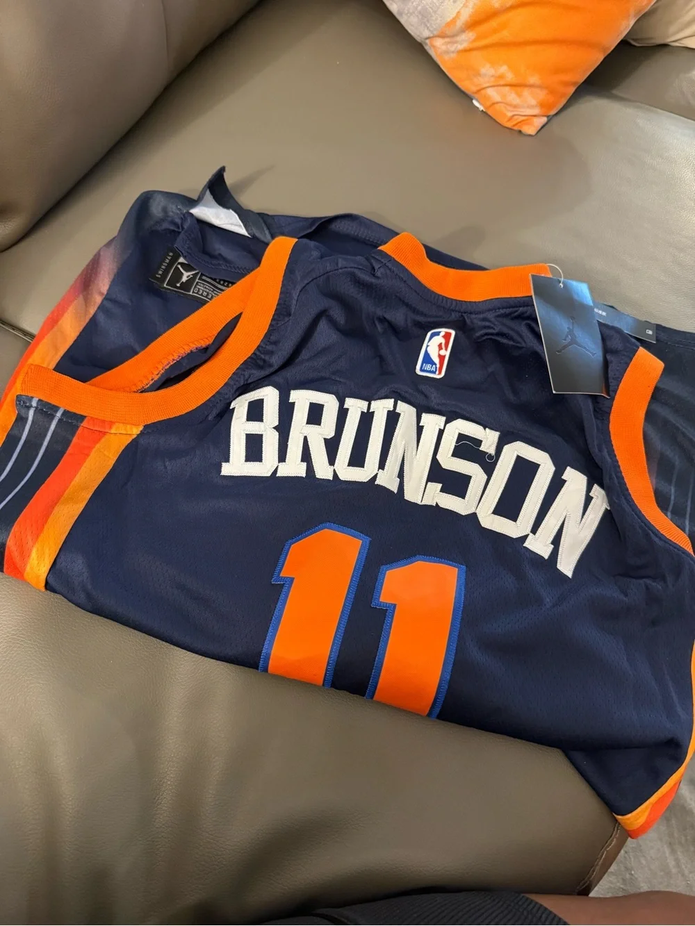 Jordan Navy & Orange New York #11 Basketball Jersey